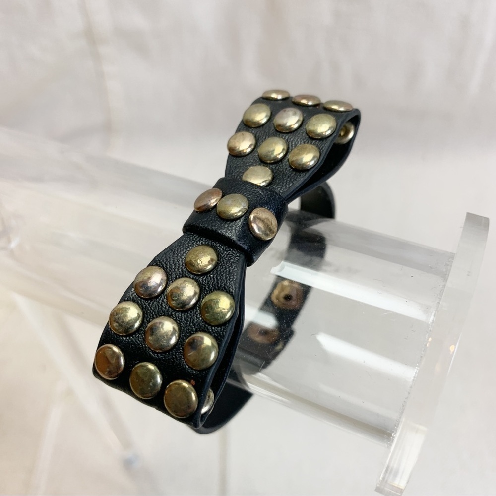 faux leather studded bow bracelet